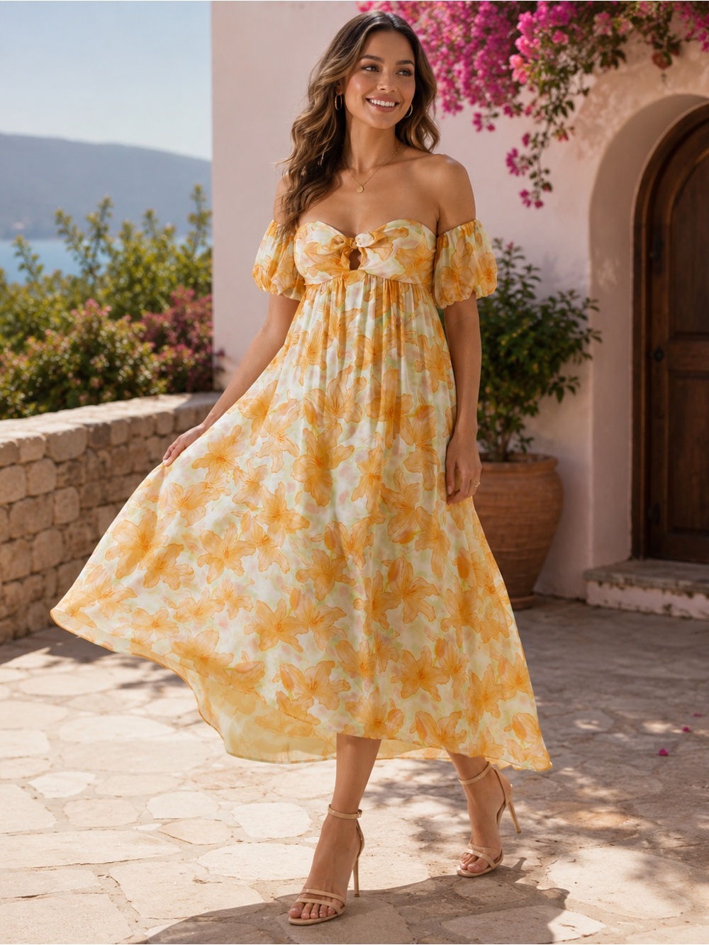 ⭐️ASTR the Label Floral Off the Shoulder Midi Dress Size M